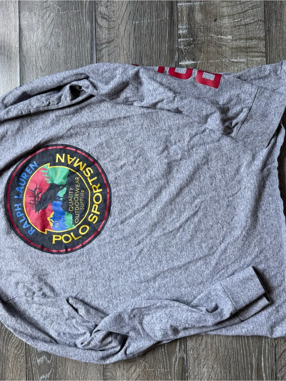 Polo by Ralph Lauren Heather Gray Long Sleeve Tee with Chest Patch